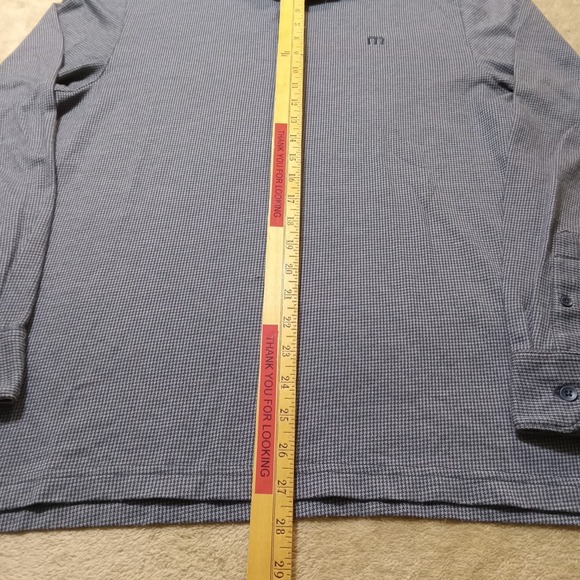 Travis Mathew Men's Long Sleeve Golf Polo Shirt Houndstooth Medium Blue - Picture 6 of 6